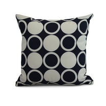 Simply Daisy, 16 x 16Inch, Small Modcircles, Geometric Print Pillow, Navy Blue