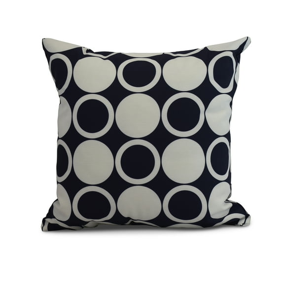 Simply Daisy, 16 x 16Inch, Small Modcircles, Geometric Print Pillow, Navy Blue