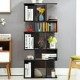 thumbnail image 2 of Giantex Freestanding Ladder Bookcase, 5 Cubes Corner Storage Bookshelf, 5-Layer Organizer Rack Display Cabinet, Black, 2 of 6