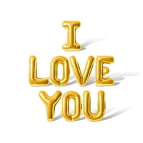 Letter Balloons - I LOVE YOU 16" Inch Alphabet Letters Foil Mylar Balloon Valentine's Day or Anniversary Party Banner (Gold)