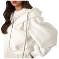 thumbnail image 2 of Womens Full Zip Hoodie Cropped Sweatshirt Jacket Casual Comfy Gym Top for 2025 Fall Winter with Pocket White, 2 of 3
