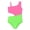 Pink & Lime Green, variant on Girls One Piece Swimsuit Trendy Purple Mint Rib Knit Color Block Side-Cutout Bathing Suit for Little & Big Kids Size 14
