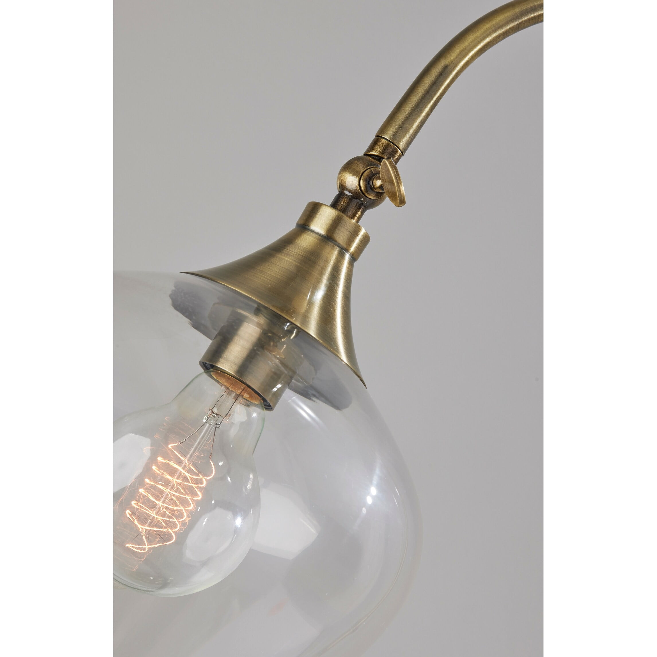 Adesso Bradford Floor Lamp, Dark Bronze, Clear Glass with Metal Rim Shade