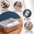 thumbnail image 4 of Stainless Steel Bento Box for Adults, 1800ml 3-Compartment Leak-Proof Metal Lunch Container with Secure Locks & Insulated Design, 4 of 5