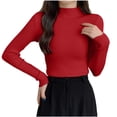 thumbnail image 3 of Otvok Women Mock Neck Ribbed Sweater, Long Sleeve Slim Fit Pullover, Solid Stretchy Layering Top for Fall Winter Daily Outfits, 3 of 7