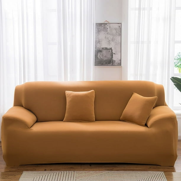 Nvzi Funda de sofá para sala de estar, funda protectora elástica para muebles de 4 plazas,funda protectora con todo incluido, fundas para sillas para sala de estar (amarillo oscuro)