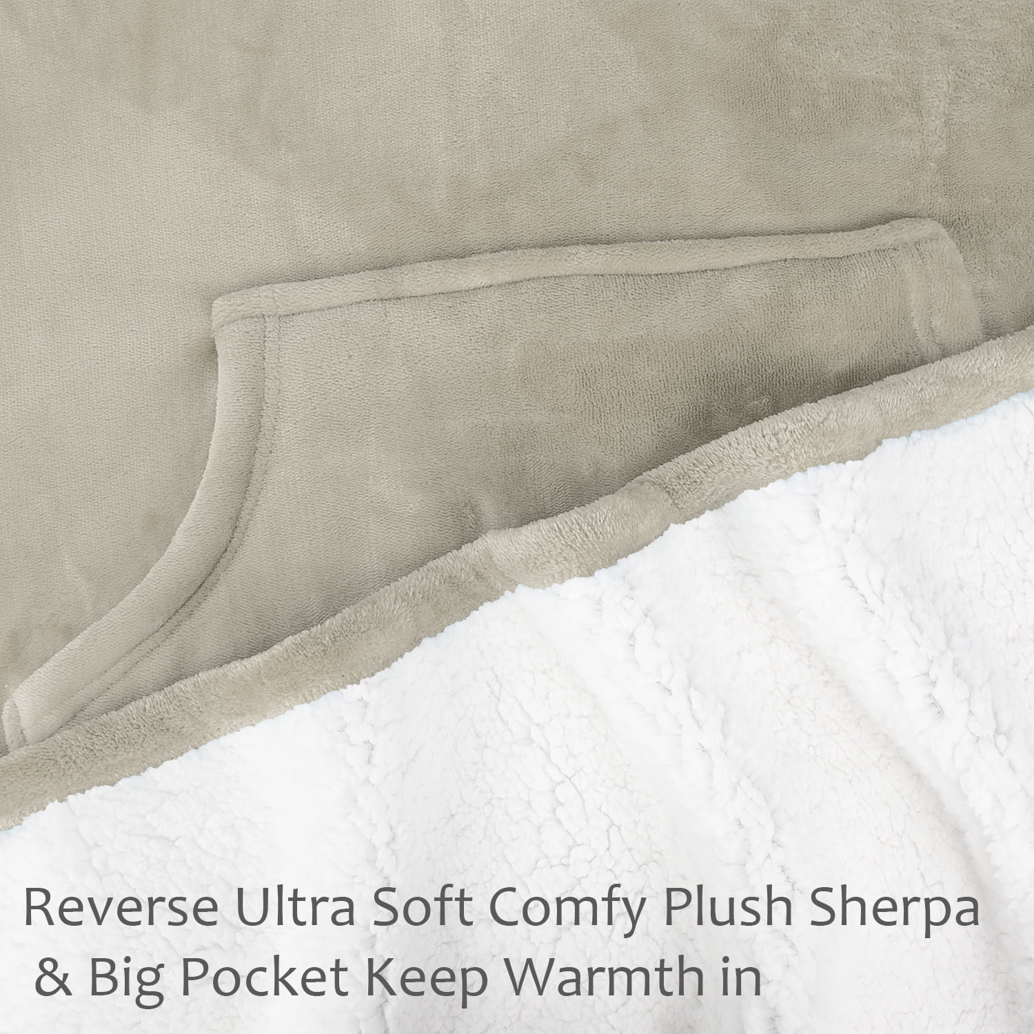 Sherpa Poncho Blanket Super Soft Comfy Plush Wearable Fleece Blanket  for Adult