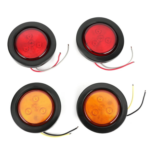 Luz indicadora redonda LED de 2,5 pulgadas, lámpara de alto brillo de 10V-30V para camión, remolque, 4 Uds.