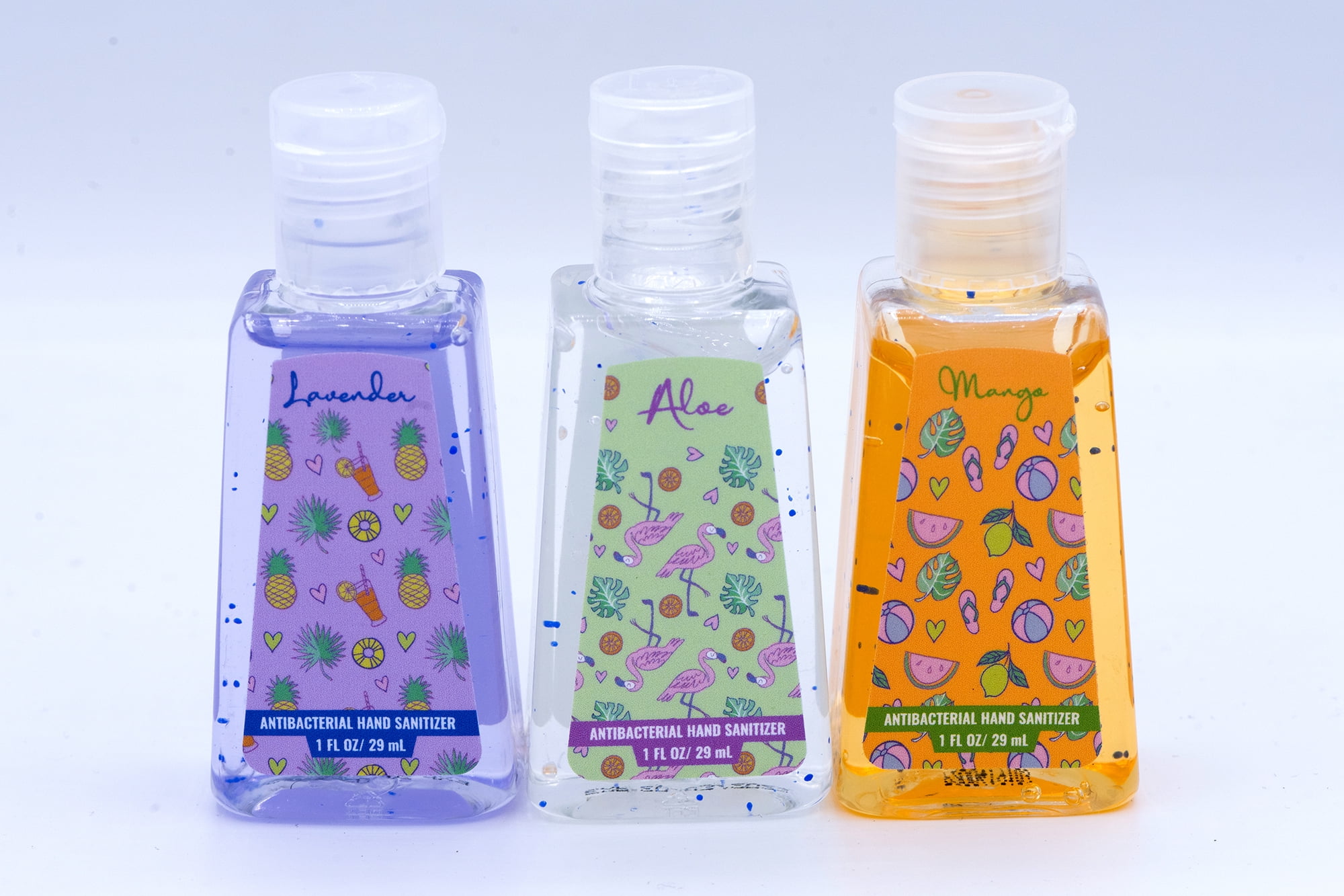 3pack Travel Size Scented Hand Sanitizer Aloe, Lavender, Mango 1Fl
