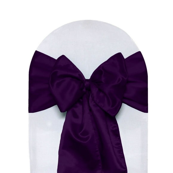 YOUR CHAIR COVERS - Satin Sashes Eggplant (Pack of 10), Chair Sashes for Weddings, Events, Hotels and Catering Services
