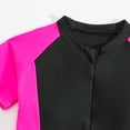 thumbnail image 4 of Xfvqtps Kids Girls Rash Guard One Piece Swimsuit Front Zipper Short Sleeve Sun Protection Color Block Water Sport Beach Summer Short Swimsuit for 8-14 Years Hot Pink, 4 of 7