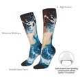 thumbnail image 5 of Picia Women Crew Soft Moisture-wicking Socks Red And Blue Waves Pattern Design Cotton Socks, One Size fit All, 5 of 9