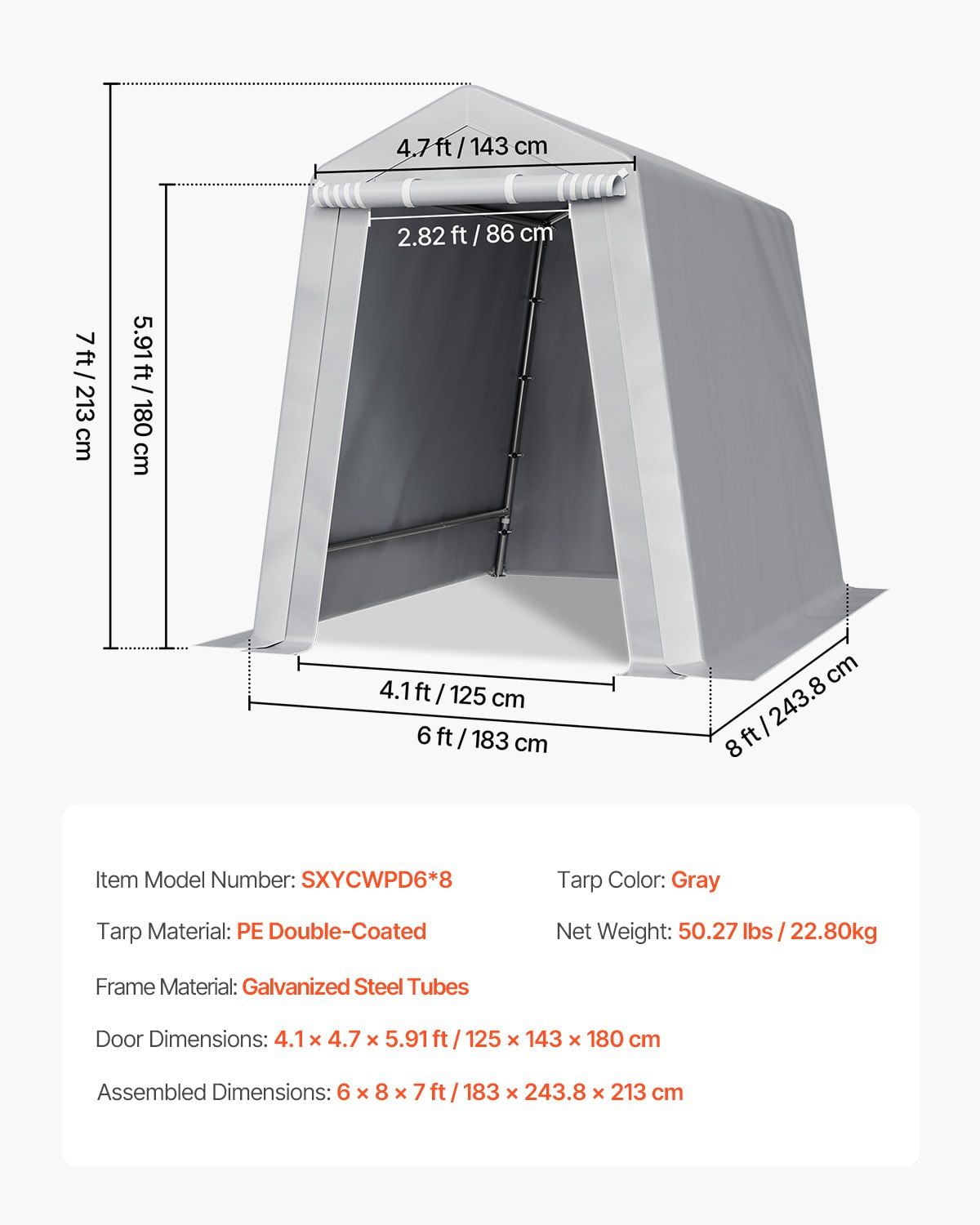 Compact 6x8 FT Waterproof Car Tent, Portable Outdoor Storage Shelter Canopy for Cars & Tools