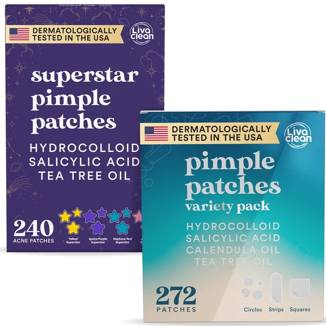 Parches para el acné LivaClean Star 240 CT + Variety 272 CT con árbol de té