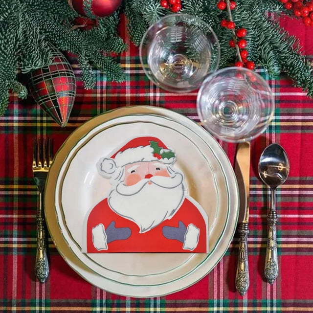 Adornos navideños, regalos navideños, vasos de papel desechables de formas irregulares, pañuelos de papel con forma de Papá Noel, copos de nieve y renos, pañuelos para fiestas con temática navideña, a