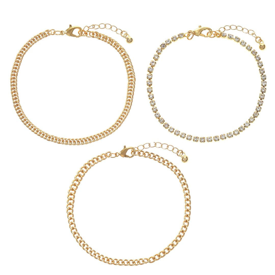 Time and Tru Women's Jewelry, Gold and Cubic Zirconia Tennis Bracelet Trio, 3 Bracelets