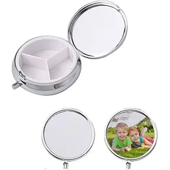 20pcs Sublimation Blank Pill Box 3 Compartment Medicine Pill Case,Portable Pill Box for Pocket or Purse Pill Boxs Decorative Metal