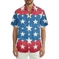 thumbnail image 2 of Men's Glitter Star & Stripe American Flag Hawaiian Shirt - 4-Way Stretch Short Sleeve Patriotic Button Down Red XL, 2 of 6