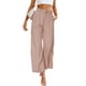 thumbnail image 5 of Pantalones de vestir casuales de pierna ancha para mujer, de estilo europeo y americano, con cintura alta y botones y bolsillos, para primavera y verano, 5 of 6
