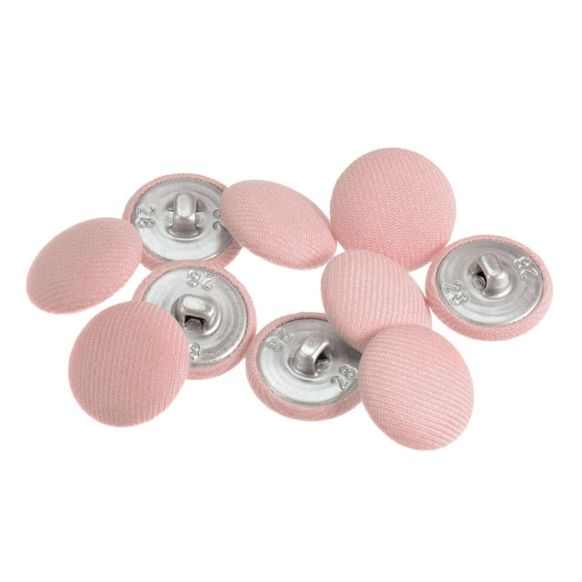Unique Bargains 10pcs 28L Fabric Cloth Covered Button 18mm Round Metal Shank Sewing Buttons for Suits Dress Blouses, Pink