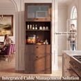 thumbnail image 2 of OMCHOM 71" Storage Cabinet - Kitchen Pantry Cabinet with Adjustable Shelves,Drawer,Open Compartments for Bathroom,Living Room,Kitchen - Walnut, 2 of 9