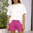 thumbnail image 6 of Women'S Casual Ripped Denim Shorts High Rise Distressed Rolled Hem Jeans Shorts Rose Red L, 6 of 7