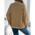 thumbnail image 4 of Women's Casual V-Neck Long Sleeve Sweater Fashion Striped Pullover Cable Knit Preppy Sweater, 4 of 5