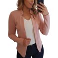 thumbnail image 1 of MAWCLOS Women Cardigan Jacket Solid Color Blazers Long Sleeve Business Jackets Casual Work Stand Up Neck Coat Pink XXL, 1 of 6