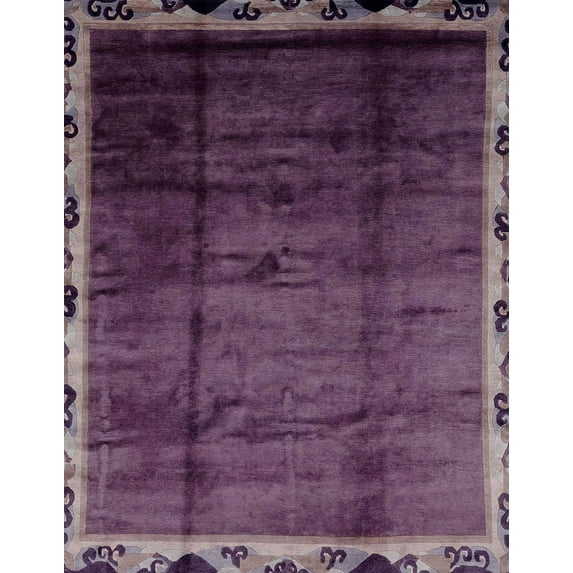 Ahgly Company Machine Washable Indoor Rectangle Abstract Plum Purple Area Rugs, 5' x 8'