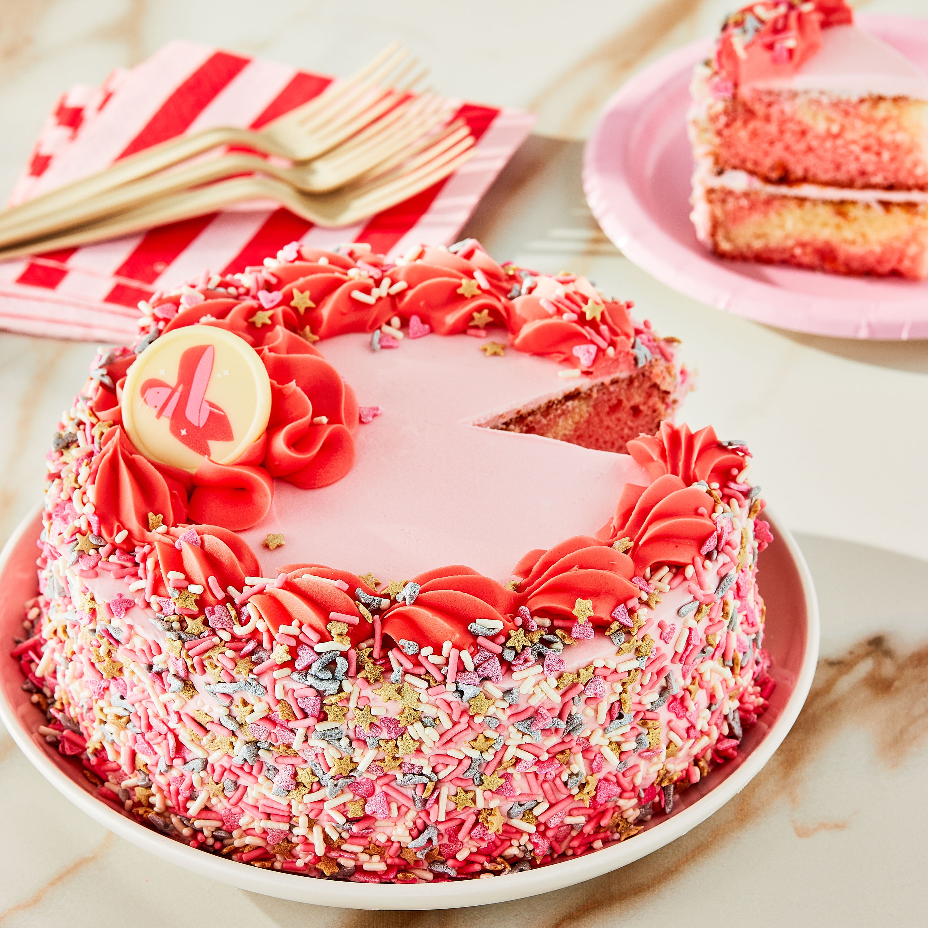 Freshness Guaranteed Color Blast Glam Cake, 35 oz, Marble Cake, Regular (Refrigerated)