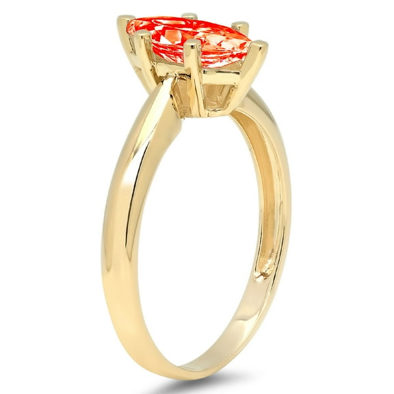 1 ct Marquise Cut Simulated Red Diamond Solitaire Engagement Ring for Women in 18K Yellow Gold