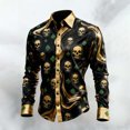 thumbnail image 2 of IWRICH Men's St. Patrick's Day Long Sleeve Shirts Casual Button down Shirts Print Dress Shirt Autumn Spring Tops Outfits Black XL, 2 of 4