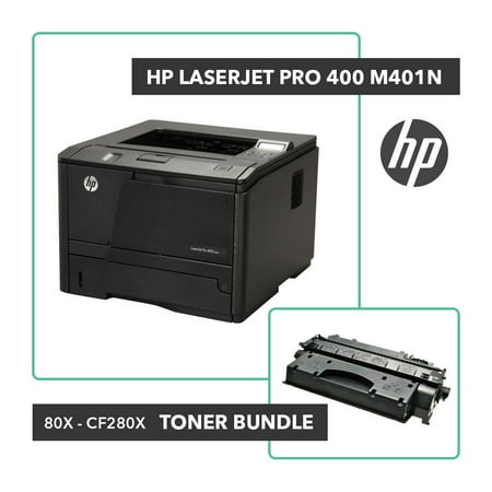 Refurbished HP LaserJet Pro 400 M401n Printer Toner Bundle W/ HP OEM 80X (Best Laser Printer With Cheap Toner)