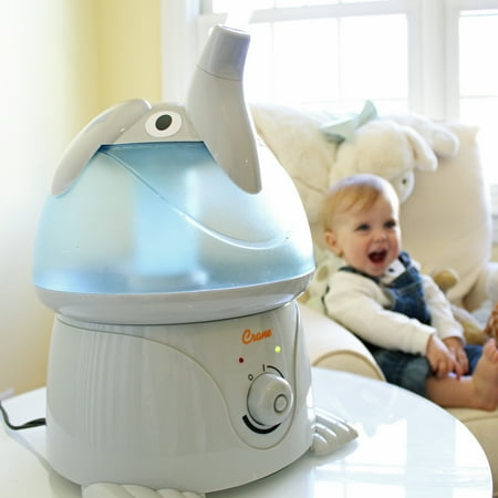 Crane Ultrasonic Elephant Humidifier, 1 Gallon Cool Mist Animal Humidifier for Nursery and Bedroom, Auto Shut-Off, Optional Filter