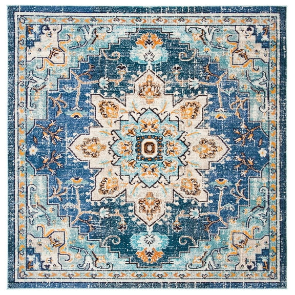 SAFAVIEH Madison Dalia Oriental Area Rug, Blue/Light Blue, 9' x 9' Square