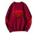 thumbnail image 2 of Felirenzacia Big and Tall Women’s Valentine Pullover Sweet Heart Design Cozy Casual Everyday Top, Red,XL, 2 of 5