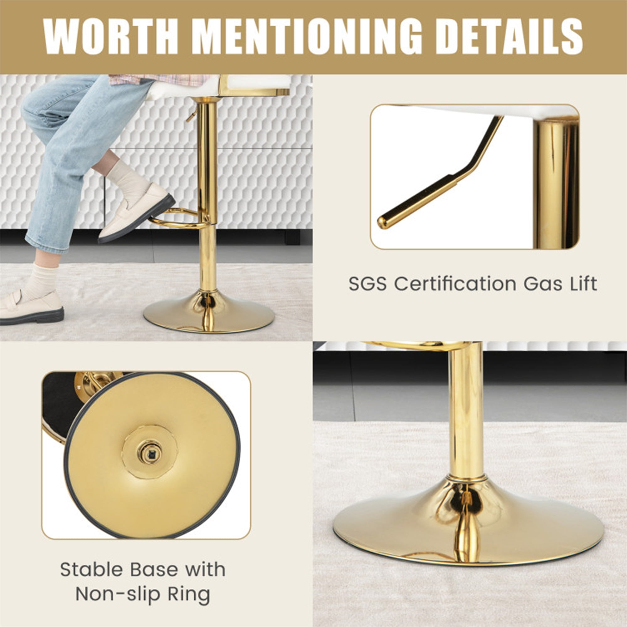 Demi Bonn Swivel Barstool with Woven Back Set of 2 for Kitchen Island Cafe Dining Chairs, White