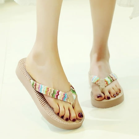 

absuyy Women s Slide Sandals- Flip-flops Open Toe Breathable New Style Casual Beach Weave Summer Flat Slide Sandals #482 Khaki-8