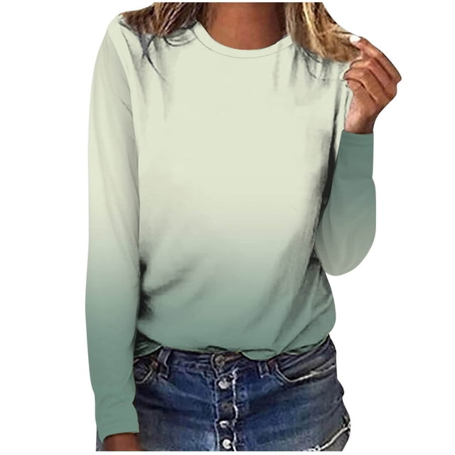 Hauts à Manches Longues pour Femmes T-Shirt Ample Imprimé Mode pour Femmes Blouse à Manches Longues Col Rond Hauts Décontractés T-Shirts à Manches Longues pour Femmes T-Shirts Longs pour Femmes T-Shirts pour Femmes Mode