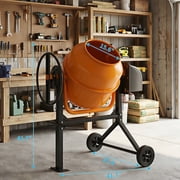 TABU Electric Cement Mixer,5.0 Cu ft Freestanding Concrete Mixer with Wheels for Stucco/Seeds(Orange)