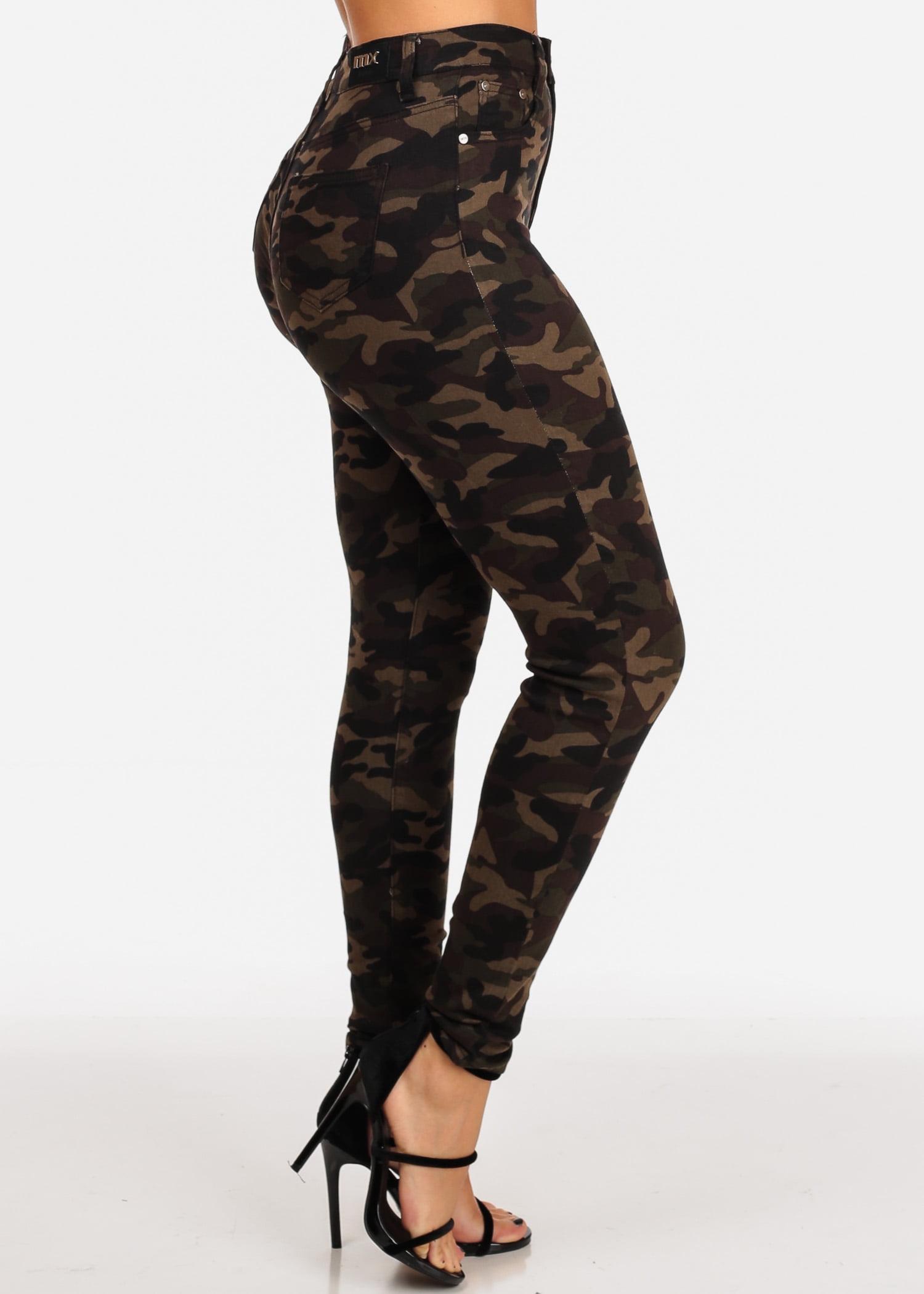army print high waisted jeans