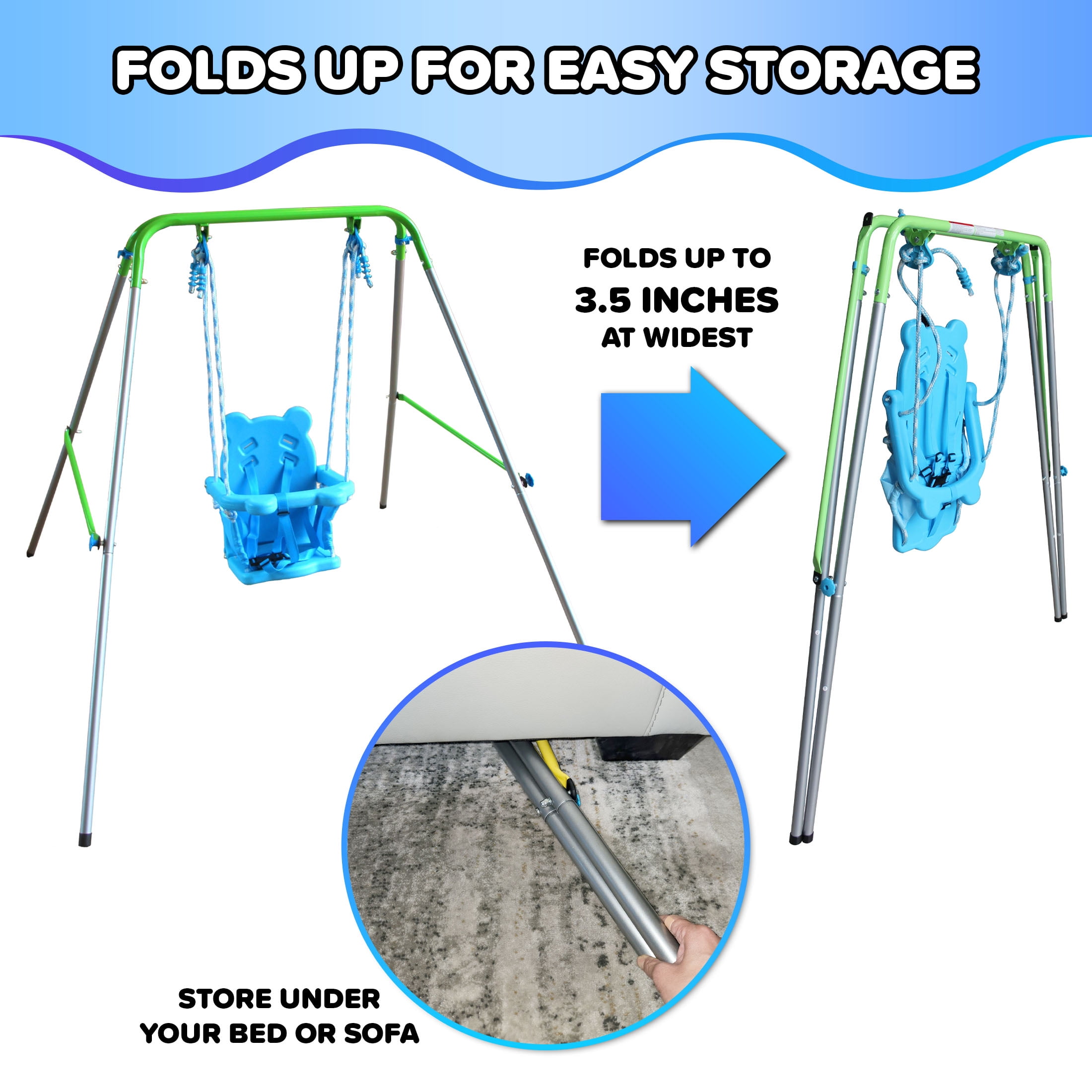 Sportspower FNS-004 My 1st Toddler Swing - Heavy-Duty Baby Indoor/Outdoor Swing Set with Safety Harness, Puppy Version, 58" L x 58" W x 47" H