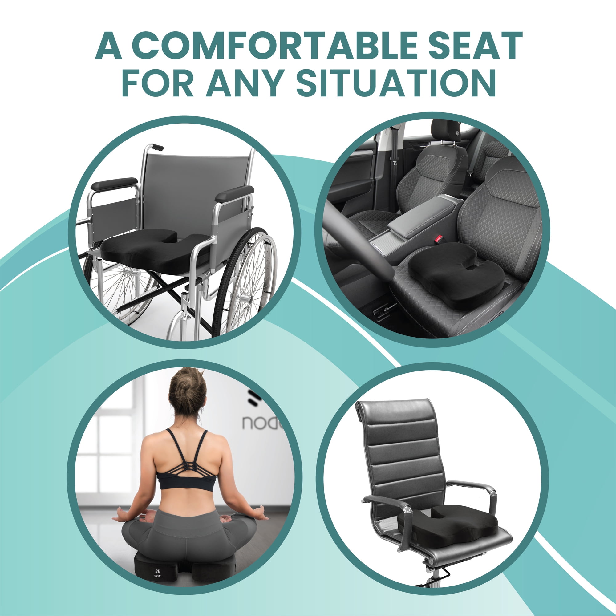 Gel-Enhanced Memory Foam Ergonomic Seat Cushion by Node