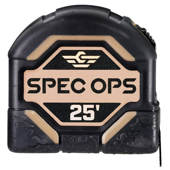 Spec Ops Tools 2027475 25 ft. x 3.12 in. Rubber Tape Measure, Black