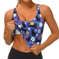 thumbnail image 3 of Picia Black Cats And Flowers Sports Bra for Women,Padded Strappy Sports Bras Medium Support Yoga Bra with Removable Cups,Running Yoga Bra-Small, 3 of 9