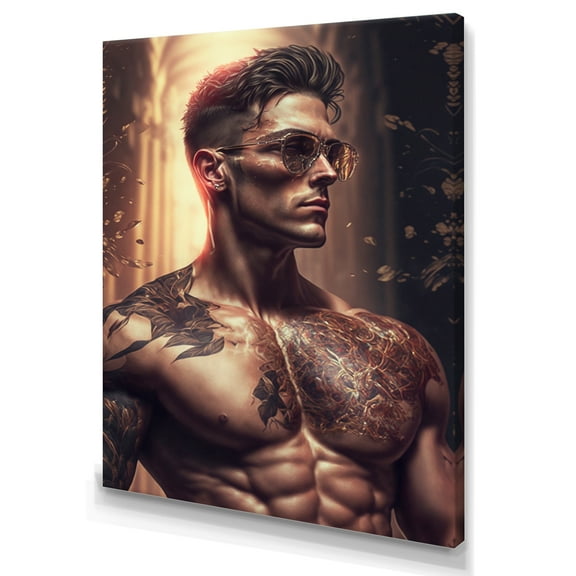 Designart Fashion Muscular Man With Sun Glasses 1 I Canvas Wall Art