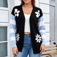 thumbnail image 5 of WRKEKC Cardigan Sweaters for Women Color Block Long Sleeve Open Front Loose Fit Knit Cardigan with Pockets, 5 of 8