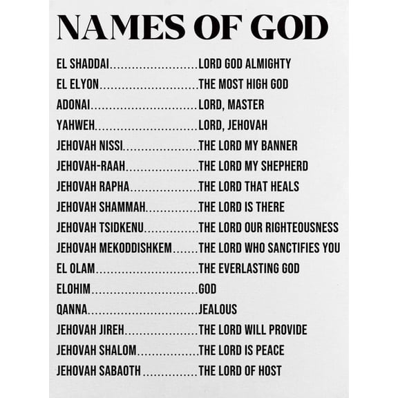 Christian Canvas Wall Art poster Bible Scripture Names of God Poster Wall Decor Religious for Home Apartment Decoration poster Unframed12x18inch(30x45cm)