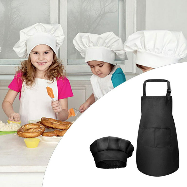 Kids Apron and Chef Hat Craft Apron with 2 Pockets Children
