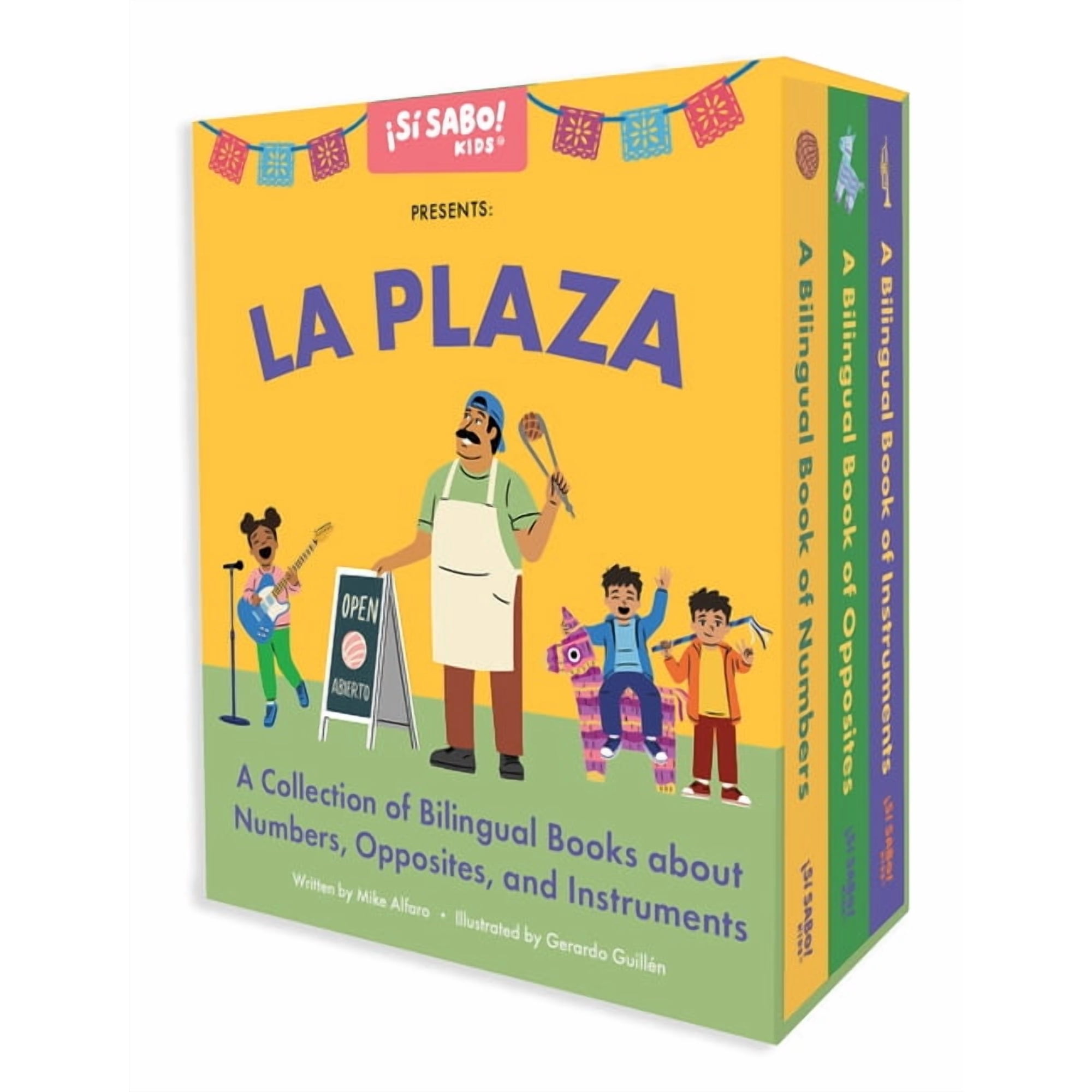 Si Sabo Kids La Plaza: A 3-Book Box Set for Learning Spanish and English Words for Numbers, Opposites, and Musical Instruments, (Paperback)